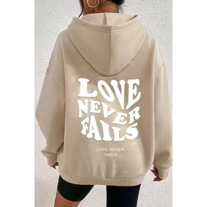 Only Trendwear  Unisex Love Never Fails Sırt Baskılı Sweatshirt