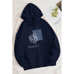 Only Trendwear  Unisex Minimal Line Drawing Baskılı Sweatshirt