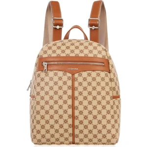 Cengiz Pakel Monogram Kullanışlı Kadın Sırt Çantası - 7368P - Vizon/taba