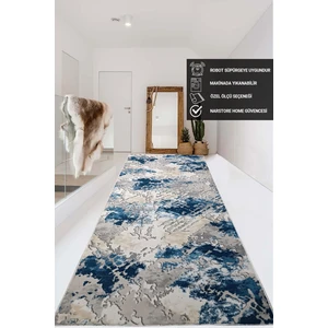 Nar Store Home Mavi Gri Kahve Kaymaz Taban Yıkanabilir Kesme Yolluk Halı