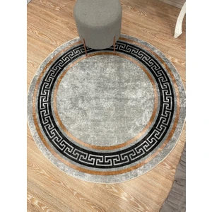 Klasik Desen Yuvarlak Clorisa Çizgili Lateks Deri Taban Saçaksız Salon Halısı