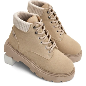 Tonny Black Kadın Bej Süet Kadın Rahat Kalıp Kısa Bağcıklı Süet  Bot