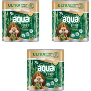 Aqua - Tuvalet Kağıdı 3katlı Bambu 40LI - 3 Paket