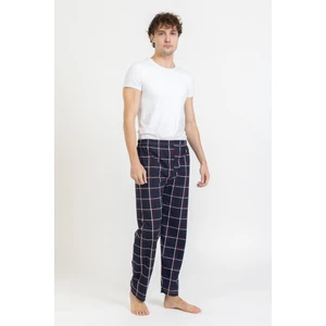 Erkek Kareli Desenli Tek Alt Pijama Lacivert-Kırmızı