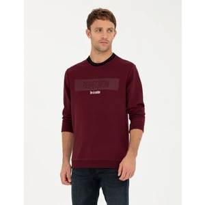 Pierre Cardin Erkek Bordo Regular Fit Bisiklet Yaka Sweatshirt 50279532-VR014