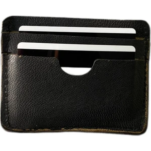 LN Leather Gerçek Deri Antik Siyah El Yapımı Deri Kartlık - Gerçek Deri Kartlık