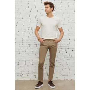 Altınyıldız Classics Erkek Bej Slim Fit Dar Kesim 5 Cep Armürlü Esnek Pantolon