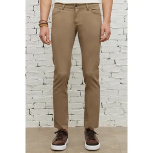 Altınyıldız Classics Erkek Bej Slim Fit Dar Kesim 5 Cep Armürlü Esnek Pantolon