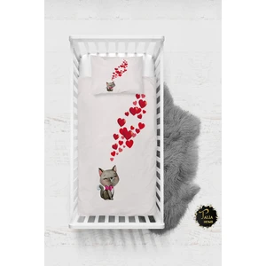 Talia Home Kalp ve Kedi Desenli Bebek Nevresim Takımı Çarşaflı TLABN-157