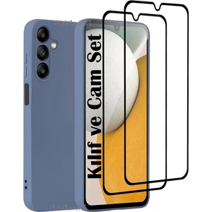 M.TK Moveteck Samsung Galaxy A05S Kılıf Kamera Korumalı Yumuşak Renkli Silikon + 9h Ekran Koruyucu Cam 2'li Set