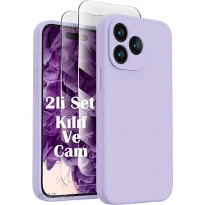 M.TK Moveteck Realme C53 Kılıf Kamera Korumalı Yumuşak Renkli Silikon + 9h Ekran Koruyucu Cam 2'li Set