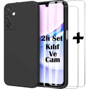 M.TK Moveteck Samsung Galaxy A05S Kılıf Kamera Korumalı Yumuşak Renkli Silikon + 9h Ekran Koruyucu Cam 2'li Set