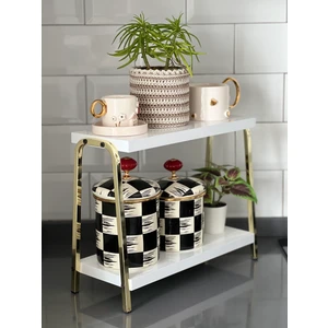 Mutfak Raf Gold Beyaz Tezgah Üstü Raf Kahve Köşesi Raf Banyo Raf Baharatlık