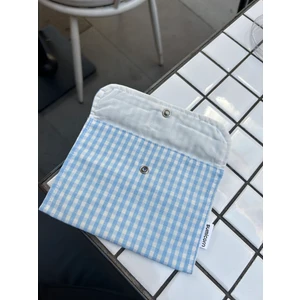 Sumicorn Design Mavi Pötikareli Yıkanabilir Çıtçıt Detaylı Ped Çantası, Mini Cüzdan, Çanta Içi Düzenleyici
