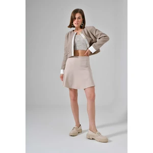 Taş Volanlı Mini Etek