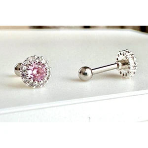 By Dilek Çetin Accessory Cerrahi Çelik Ortası Pembe Taşlı Kıkırdak Helix Targus 1 Adet Piercing