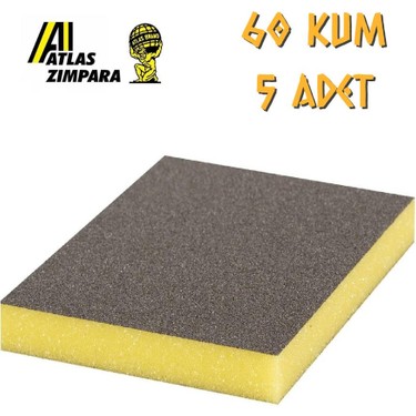 Atlas Sünger Zımpara - Ince 2 Taraflı - 60 Kum - 5 Adet Fiyatı
