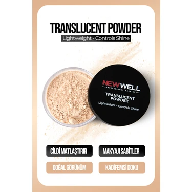 New Well Translucent Toz Pudra 20 gr Açık Bej Mat Etki Tüm Cilt Tiplerine Uygun Makyaj