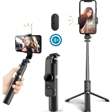 Blic Bluetooth Kumandalı Selfie Çubuğu / Işıklı Tripod 100CM 2 Işık