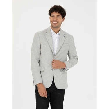 Pierre Cardin Erkek Açık Gri Yün Karışımlı Slim Fit Ceket