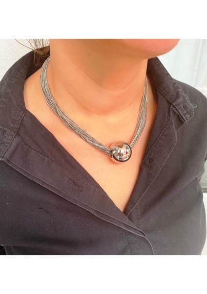 Gümüş Kaplama 10 Zincirli Çelik Toplu Kolye Kararmaz Su Yolu Zincir Kadın Kolye Garantili fiyatları