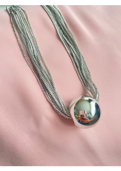 Gümüş Kaplama 10 Zincirli Çelik Toplu Kolye Kararmaz Su Yolu Zincir Kadın Kolye Garantili modelleri