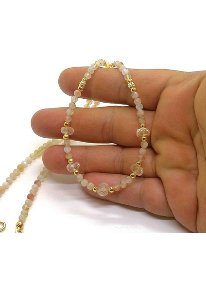 Yzcjeweler Doğaltaş Kolye - Sitrin Taşı Kolye (4mm.ve 6mm.lik Taşlar)