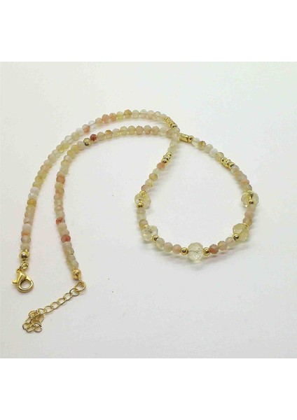 Yzcjeweler Doğaltaş Kolye - Sitrin Taşı Kolye (4mm.ve 6mm.lik Taşlar) fiyatları