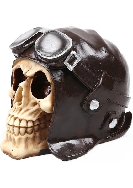 Gotik Stil Retro Uçak Pilotu Kurukafa Biblo Heykel Dekoratif Ürün Ev Hediyesi Vitrin Objesi modelleri