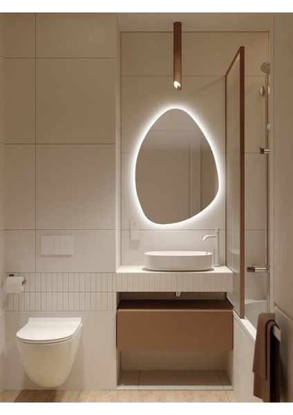 LED Işıklı Asimetrik Üçgen Model Dekoratif Duvar Aynası, Modern Eşsiz Ayna, Duvar Dekorasyon Ürünü fiyatları