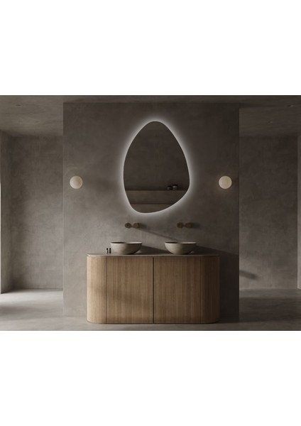 LED Işıklı Asimetrik Üçgen Model Dekoratif Duvar Aynası, Modern Eşsiz Ayna, Duvar Dekorasyon Ürünü modelleri