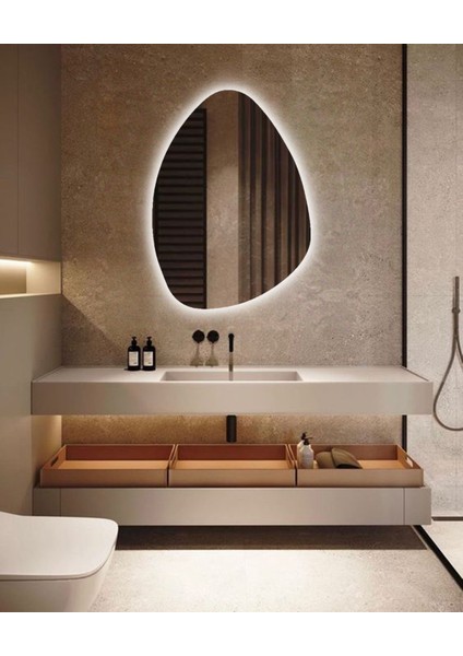 LED Işıklı Asimetrik Üçgen Model Dekoratif Duvar Aynası, Modern Eşsiz Ayna, Duvar Dekorasyon Ürünü fırsatları