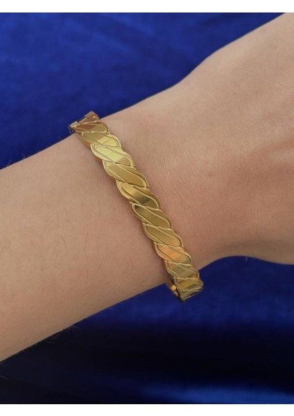 Gold Renk Burgu Modeli Altın Kaplama Çelik Bilezik