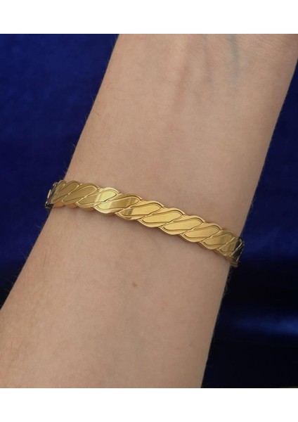 Gold Renk Burgu Modeli Altın Kaplama Çelik Bilezik fiyatları