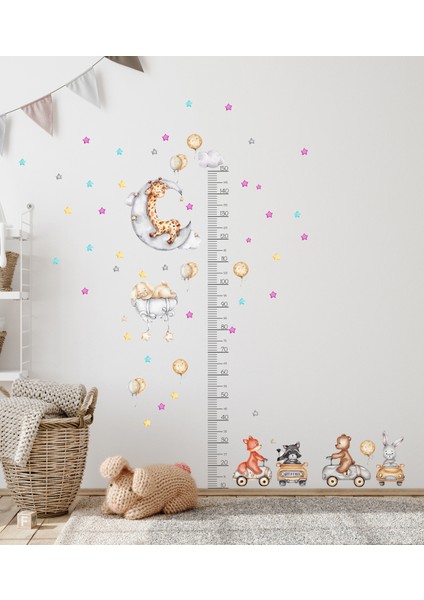 Sevimli Hayvanlar Temalı Boy Ölçer Çocuk Duvar Ayna Dolap Kapı Için Sticker fırsatları