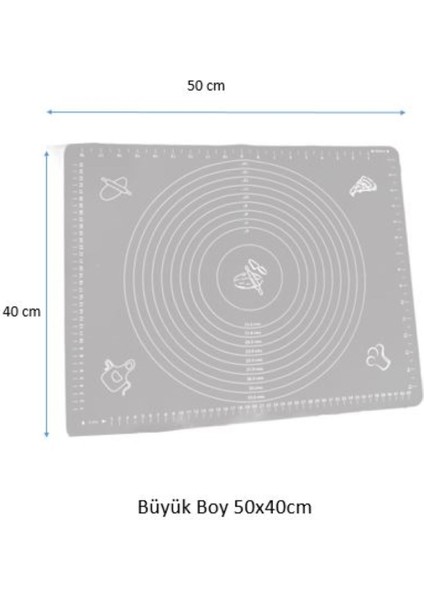 Büyük Boy Silikon Hamur Açma Matı Fuşya 40X50CM