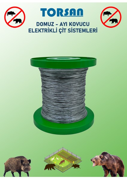 220V Adaptörlü Pro Plus 1500 Elektrikli Çit Sistemi ( Domuz - Ayı Kovucu ) 1500 Mt