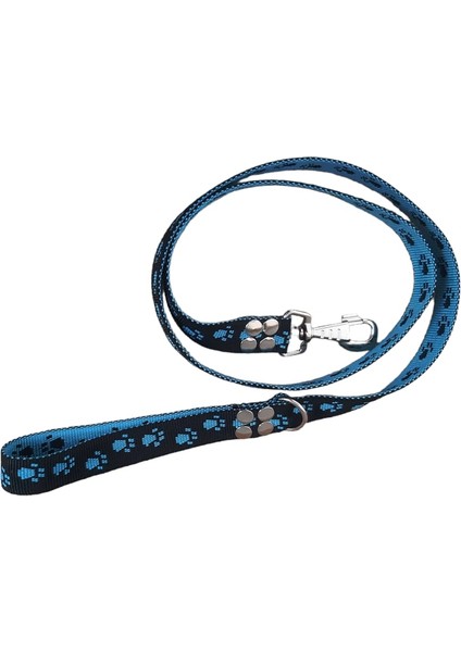 Köpek gezdirme kayışı kalın metal kancalı kolon pati figürlü siyah turkuaz kalınlık:3mm genişlik:2cm uzunluk:120cm dog leash B3-5