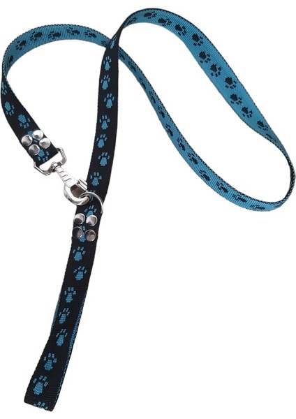 Köpek gezdirme kayışı kalın metal kancalı kolon pati figürlü siyah turkuaz kalınlık:3mm genişlik:2cm uzunluk:120cm dog leash B3-5