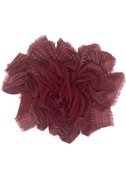7'li Set Pamuklu Işlemeli Çizgili Flamlı Eşarp 100X100CM Yazma