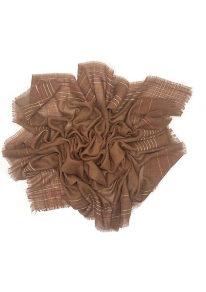7'li Set Pamuklu Işlemeli Çizgili Flamlı Eşarp 100X100CM Yazma