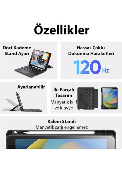 iPad 7- 8-9 10.2 iPad Air3- iPad Pro 10.5(2017) Dk Series Kablosuz Bluetooth Klavye