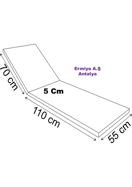 Koman Şezlong Minderi 180*55*5 cm Fermuarlı Impertex Dış Mekan Kumaşı