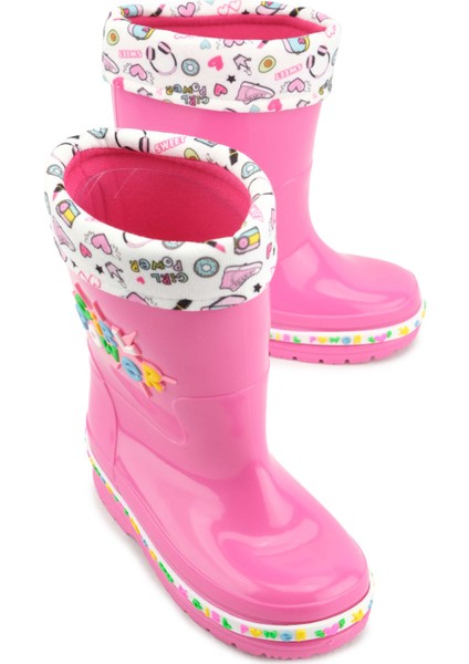 Kışlık Kız Çocuk Su Geçirmez Içi Sıcak Astarlı Yağmur Çizme