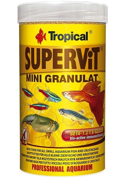 Süpervit Mini Granulat Küçük Akvaryum Balıkları Için Granül Balık Yemi 100 ml 65 gr