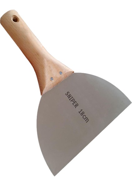 Ahşap Saplı Metal Spatula Temizlik Boya Sıva Kazıma Harç Karıştırma Ispatulası 18 cm 180 mm