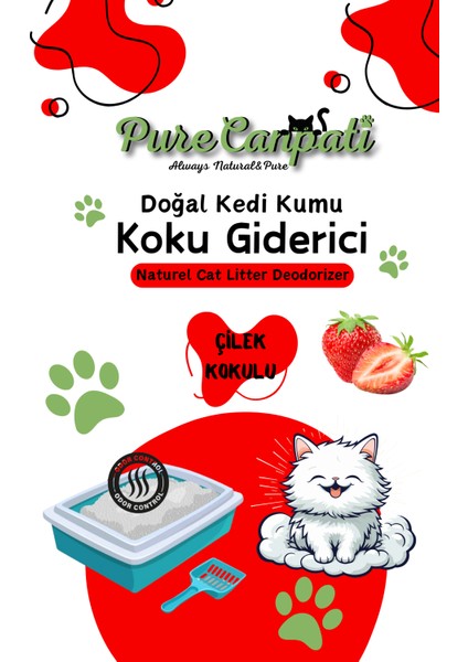 Kedi Kumu Koku Giderici - Kötü Kokuları Giderir - Doğal Koku Giderici - Çilek Kokulu 240 Gr.