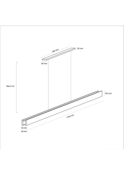 Ahşap Aydınlatma Lineer 3000K(GÜN Işığı) Sarkıt LED Armatür Linear Aydınlatma