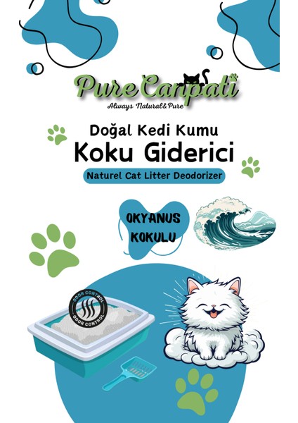 Kedi Kumu Koku Giderici - Kötü Kokuları Giderir - Doğal Koku Giderici - Okyanus Kokulu 240 Gr.