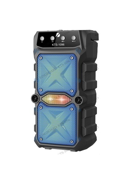 KTS-1096 Taşınabilir Kablosuz Bluetooth Hoparlör-Karaoke Hoparlör 3 Inç x 2 LED Işık